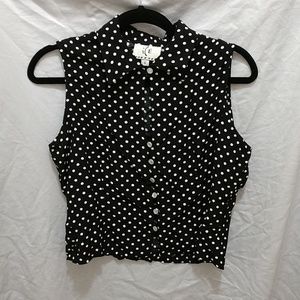 Vintage black and white polka dot tank
